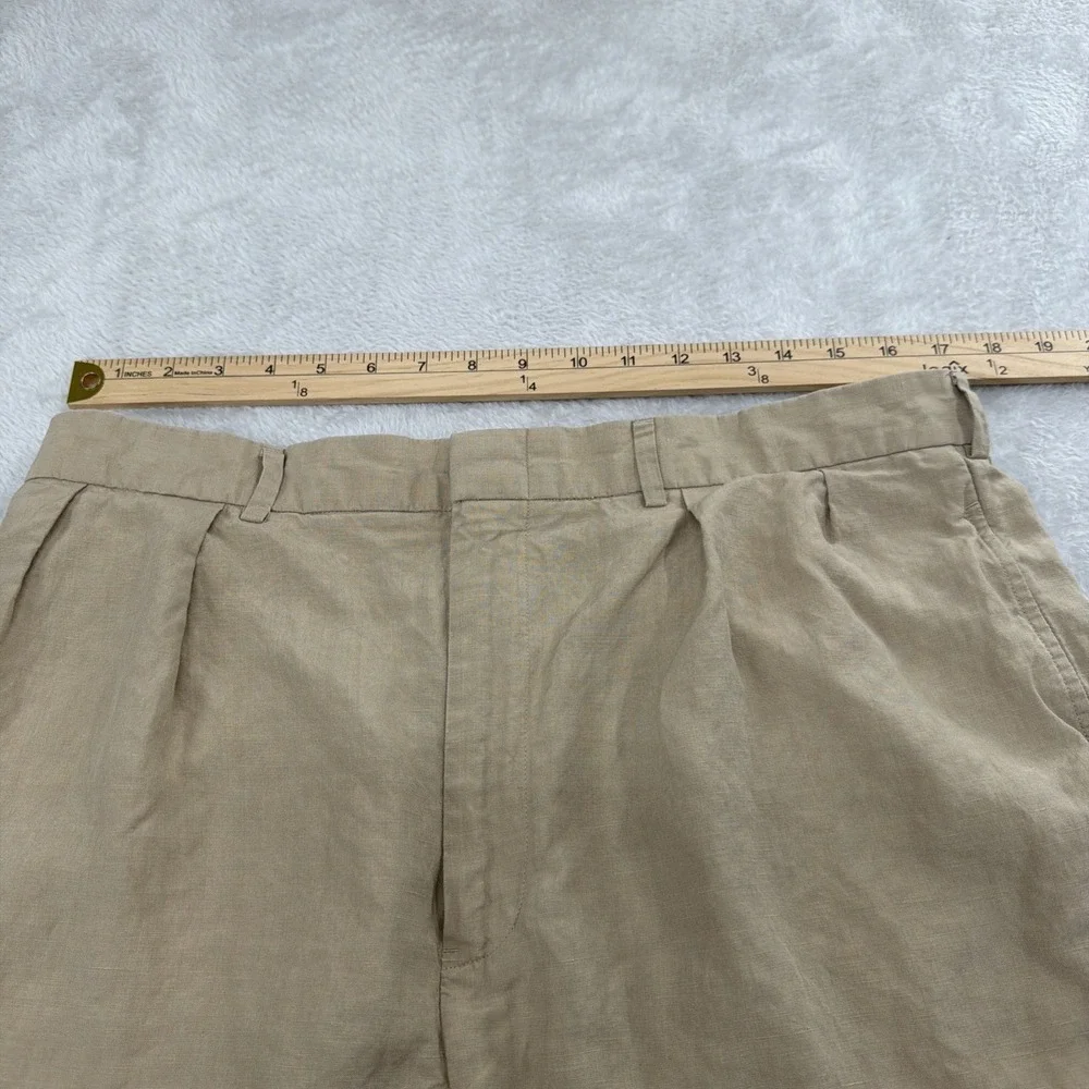 Vintage Beige Pleated Polo Golf Ralph Lauren Shorts Mens Size 36 Linen/Silk Golf